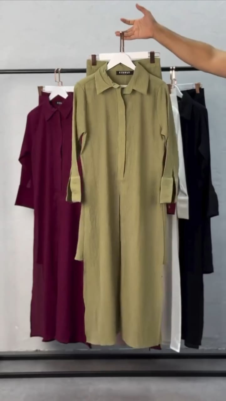 Women's Long Shirt & Loose Trouser Set | Casual Outfit