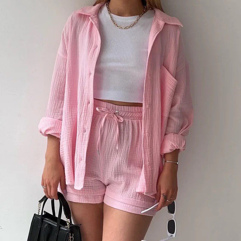 Women's Poly Cotton Shirt & Short Set | Casual Wear