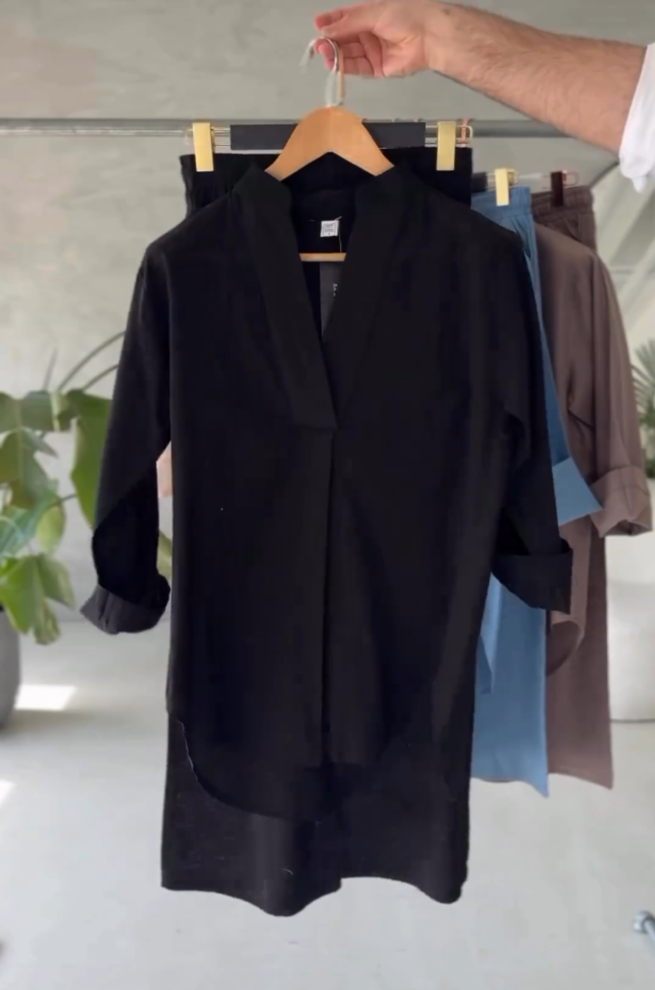Women's V-Neck Linen Shirt & Trouser Set