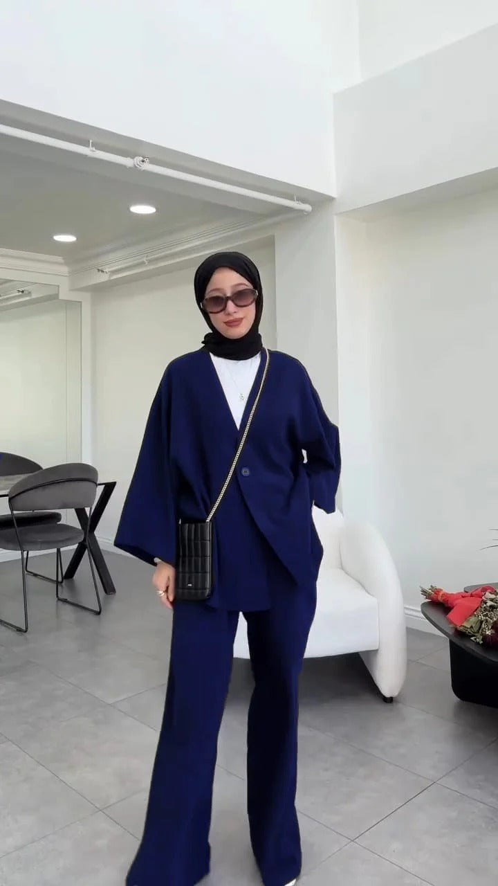 Women's V-Neck Shirt & Trouser Set | Elegant Outfit