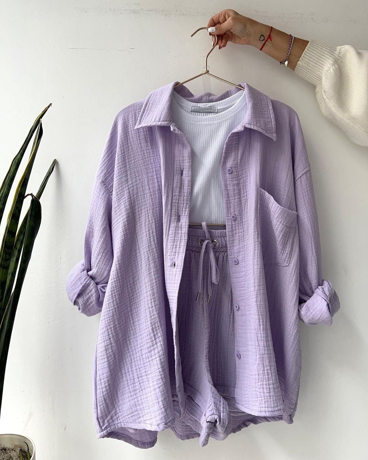 Women's Poly Cotton Shirt & Short Set | Casual Wear