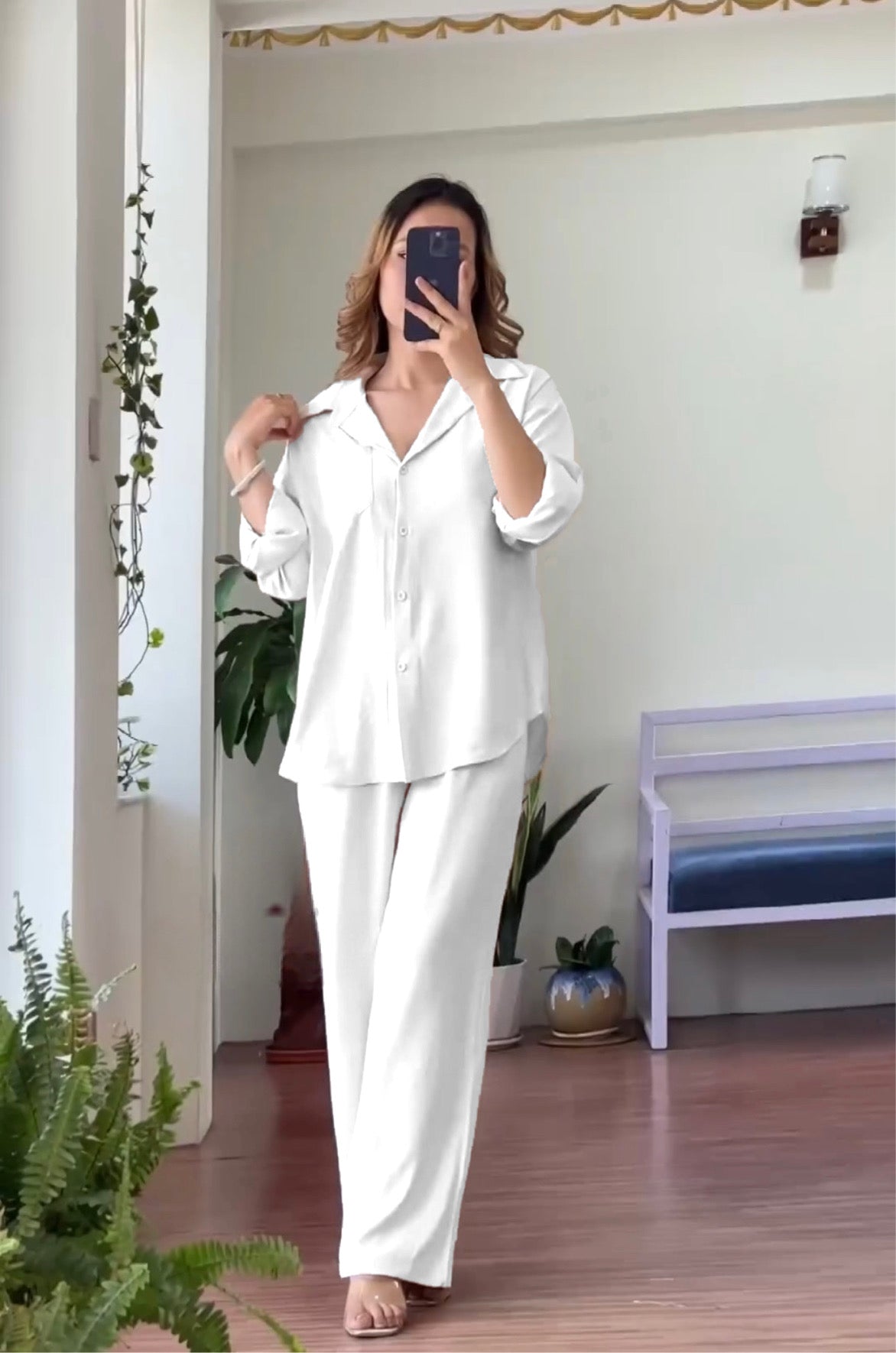 Women’s Linen Shirt & Trouser Set | Malabis Fashion