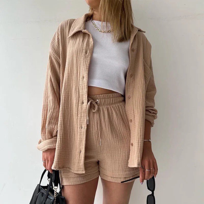 Women's Poly Cotton Shirt & Short Set | Casual Wear