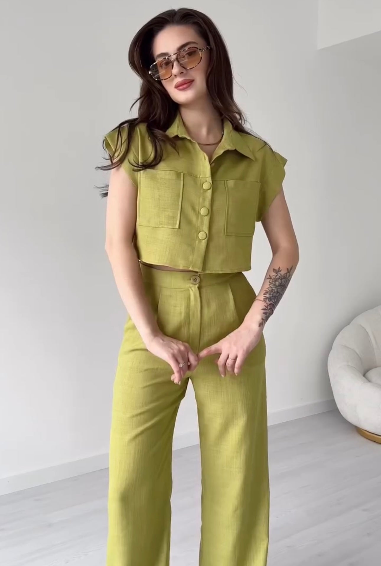 Women Linen Shirt & Trouser Set | Malabis Fashion Outfit