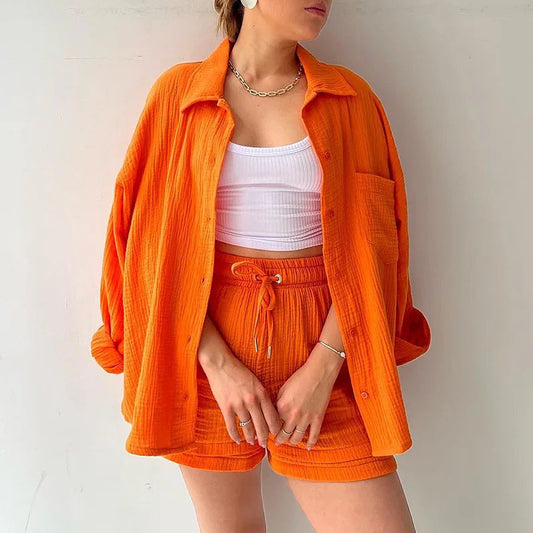 Women's Poly Cotton Shirt & Short Set | Casual Wear