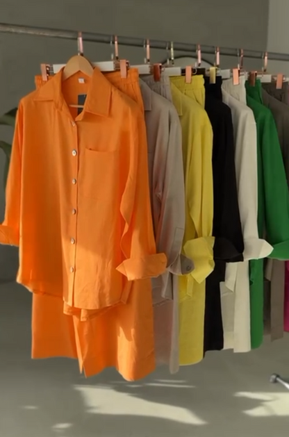 Drop Collar Shirt Set for Women | Casual Outfit | Malabis