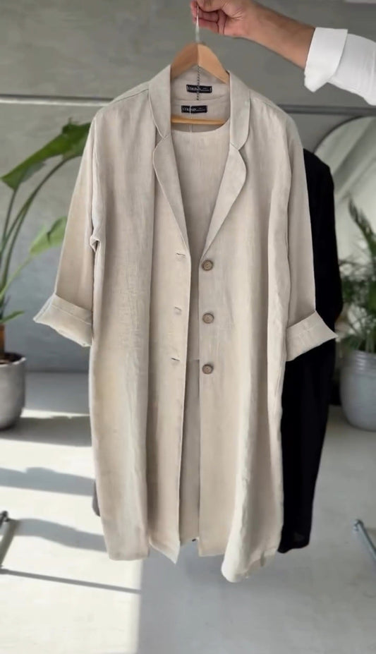 Women's Coat Style Long Shirt Set | Fashion Wear