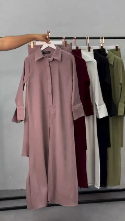 Women Stylish Coat Set | Long Shirt Outfit Set | Luxi Wears