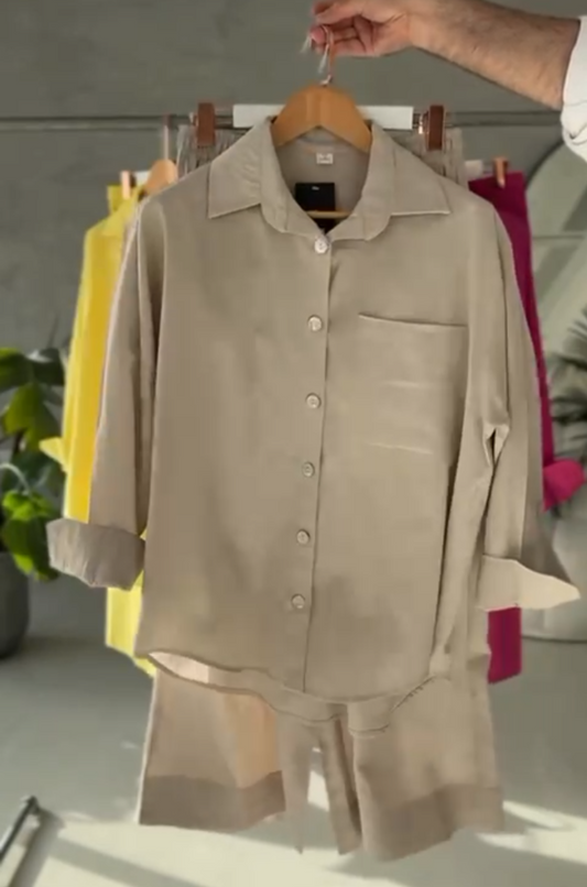 Drop Collar Shirt Set for Women | Casual Outfit | Malabis