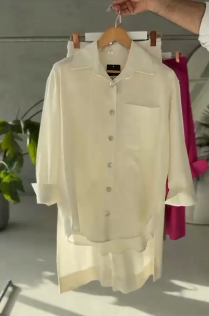 Drop Collar Shirt Set for Women | Casual Outfit | Malabis