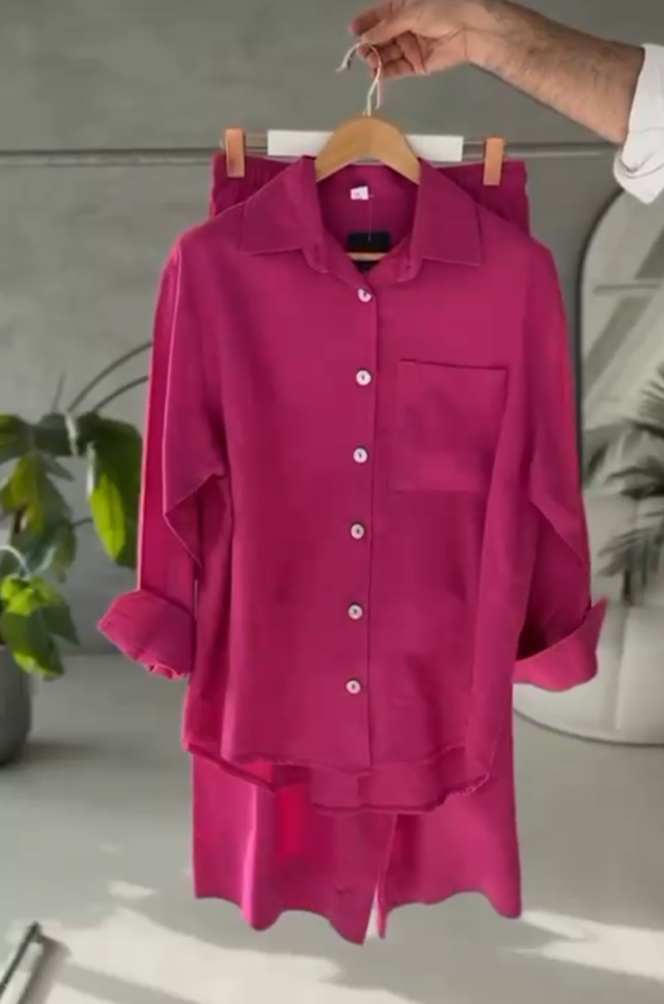 Drop Collar Shirt Set for Women | Casual Outfit | Malabis