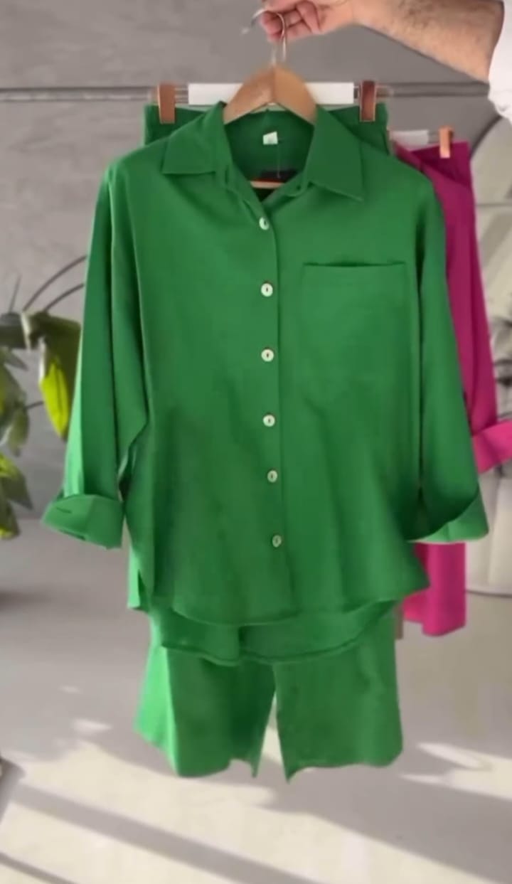 Drop Collar Shirt Set for Women | Casual Outfit - Malabis