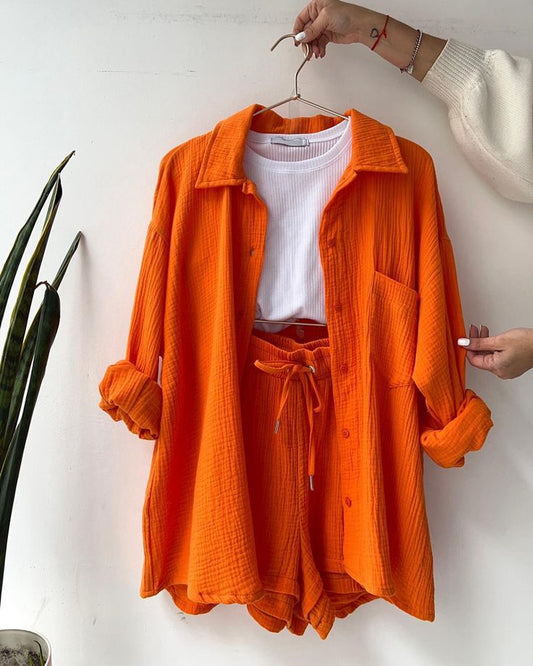 Malabis Women’s Cotton Shirt & Short Set | Chic Wear