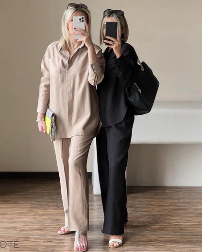 Women's Casual Linen Suit | Linen Shirt & Trouser Set | Luxi Wears