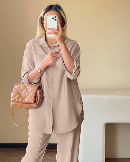 Women's Casual Linen Suit | Linen Shirt & Trouser Set