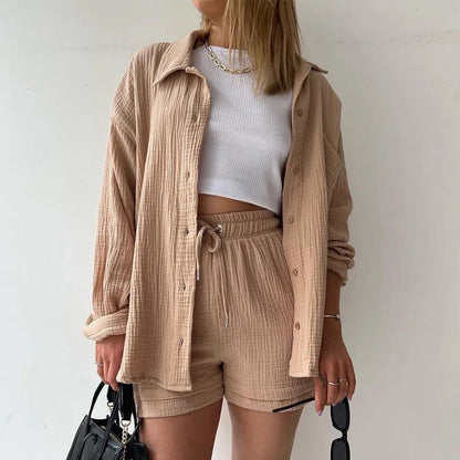 Women's Poly Cotton Shirt & Short Set | Casual Wear