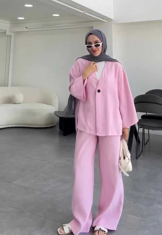 Women's V-Neck Shirt & Trouser Set | Elegant Outfit