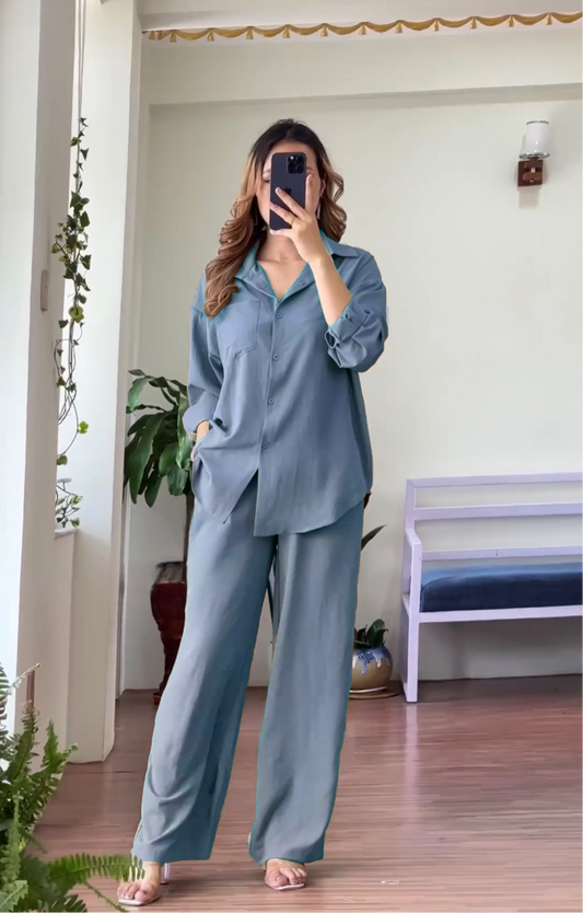 Women’s Linen Shirt & Trouser Set | Malabis Fashion